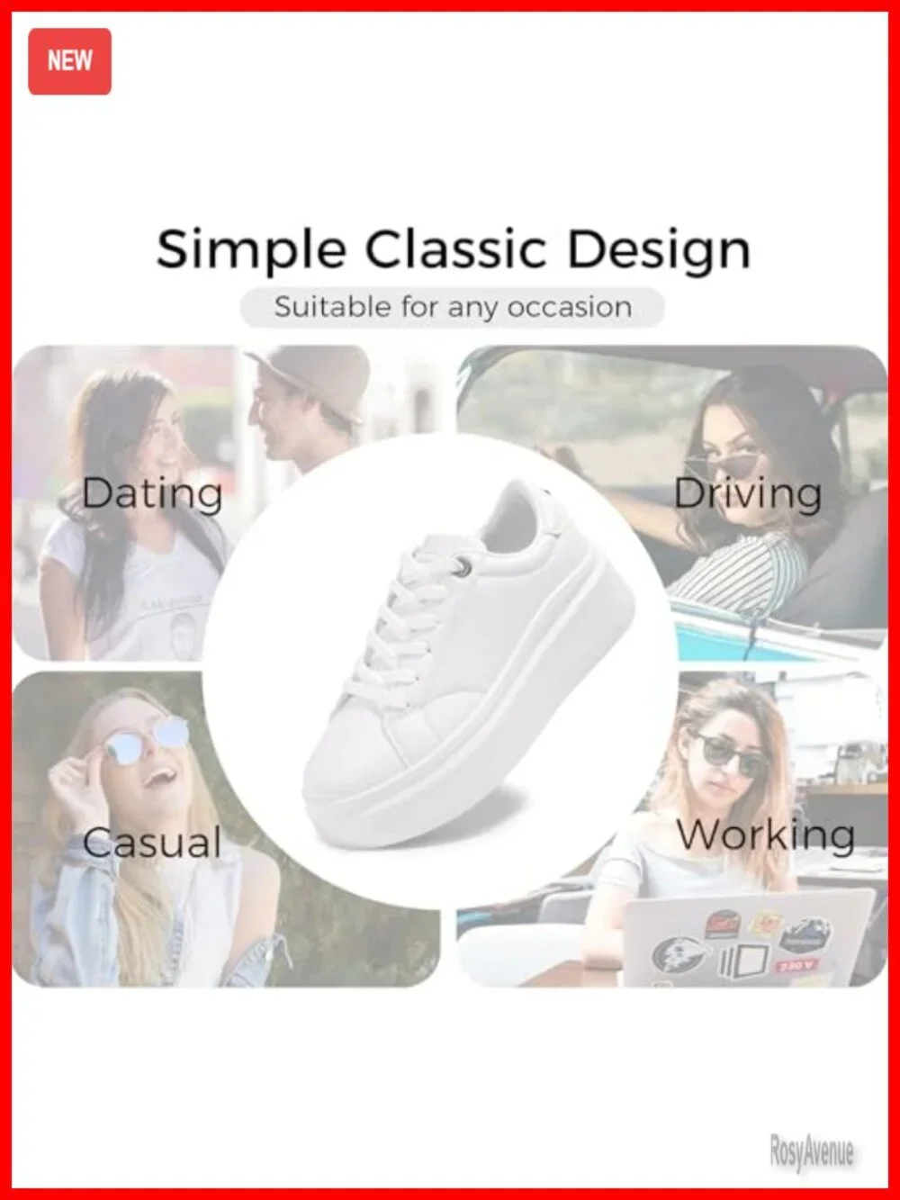 Platform Fashion Sneakers Thick Sole Lace-Up Casual Shoes